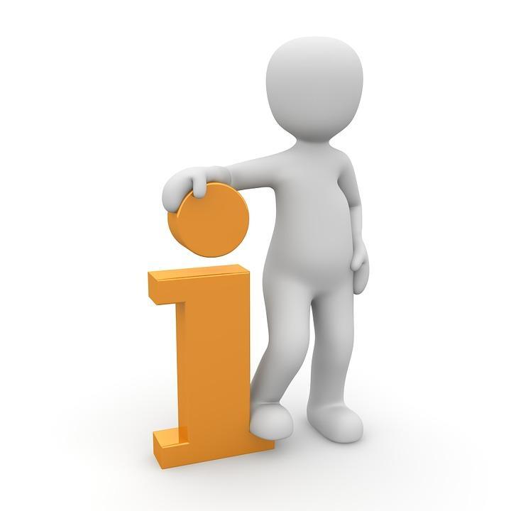 Bilden är en illustration på en person som står vid en informations-skylt.